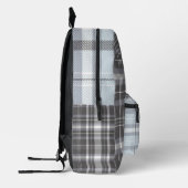 名前モダン付きグレーニュートラル・プレイド プリントバックパック (左)