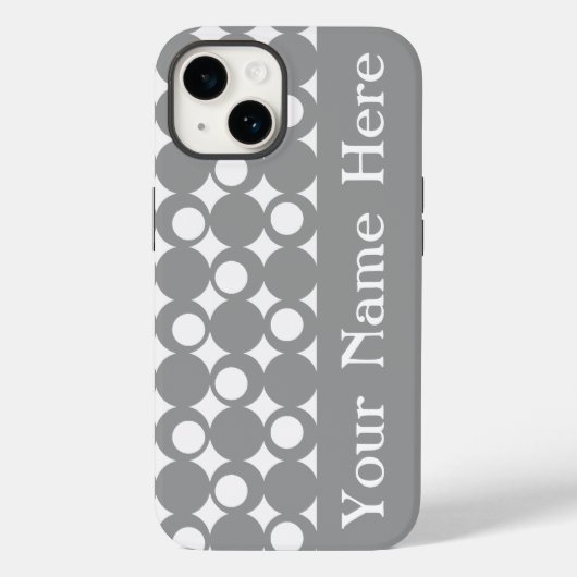 名前モダン付きグレーボールデザイン Case-Mate iPhoneケース (裏面)
