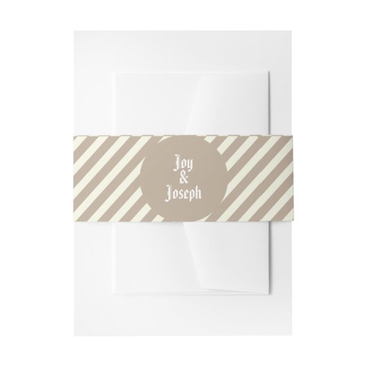 名前モダン付きタンストライプズと白結婚い 招待状ベリーバンド (正面例)