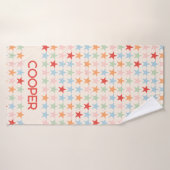 名前モダン付きパステル星模様 バスタオル (バスタオル)
