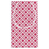 名前モダン付きピンクと白の幾何学的モノグラム スモールペーパーバッグ (裏面)