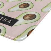 名前モダン付きピンクと緑のアボカド模様 カッティングボード (角)