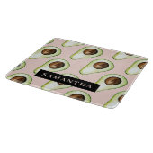 名前モダン付きピンクと緑のアボカド模様 カッティングボード (角)