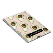 名前モダン付きピンクと緑のアボカド模様 ノートブック (右側)