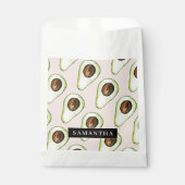 名前モダン付きピンクと緑のアボカド模様 フェイバーバッグ (正面)