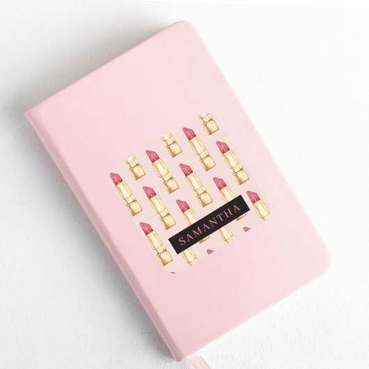 名前モダン付きピンクと赤の口紅のパタガーリーーン スクエアシール