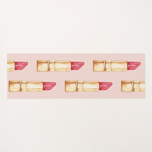 名前モダン付きピンクと赤の口紅のパタガーリーーン ヨガマット (裏面(横))