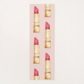 名前モダン付きピンクと赤の口紅のパタガーリーーン ヨガマット (裏面)