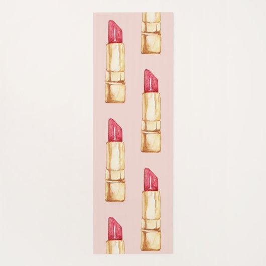 名前モダン付きピンクと赤の口紅のパタガーリーーン ヨガマット (裏面)