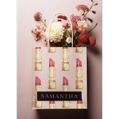 名前モダン付きピンクと赤の口紅のパタガーリーーン ラージペーパーバッグ