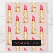 名前モダン付きピンクと赤の口紅のパタガーリーーン ワインラベル (シングルラベル)