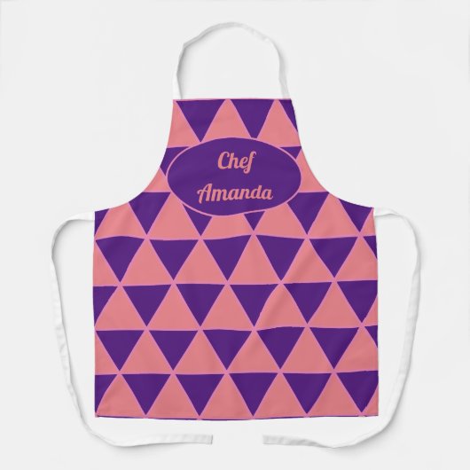 名前モダン付き三角形パターン エプロン (正面)