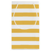 名前モダン付き厚い金ストライプ色の黄色 スモールペーパーバッグ (裏面)