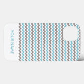 名前モダン付き青い灰色のシェブロンパターン Case-Mate iPhoneケース (裏面 (横))
