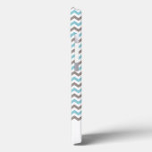 名前モダン付き青い灰色のシェブロンパターン Case-Mate iPhoneケース (裏面 / 左)