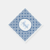 名前モダン付き青白モノグラム スタンダードカクテルナプキン (角)