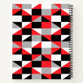 名前モダン付き黒い灰色の赤い幾何学的パターン ノートブック (裏面)