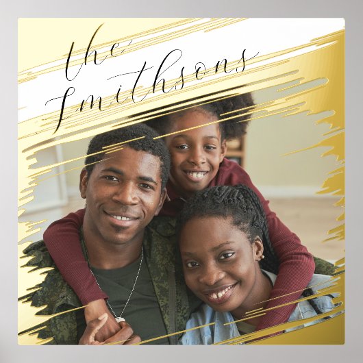 名前モダン付エレガントきフォトファミリポートレートの追加 箔ポスター (正面)