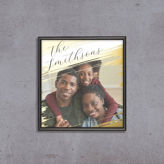 名前モダン付エレガントきフォトファミリポートレートの追加 箔ポスター