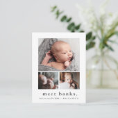 名前モダン写真コラージュベビーありがとう ポストカード (スタンド正面)