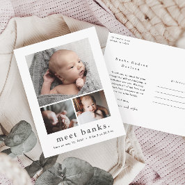 名前モダン写真コラージュベビーありがとう ポストカード