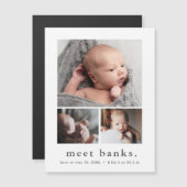 名前モダン写真コラージュベビーありがとう マグネット招待状 (正面/裏面)