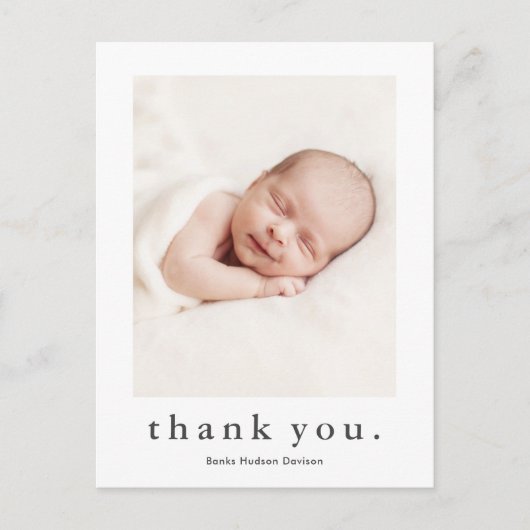 名前モダン写真ベビーありがとう ポストカード (正面)