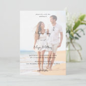 名前モダン写真6結婚のV3 招待状 (スタンド正面)
