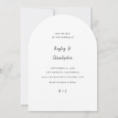 名前モダン写真Vertical Chic日付の円弧を保存 招待状 (裏面)