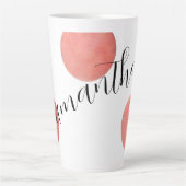 名前モダン大バラ金ゴールド水色水玉模様 カフェラテマグ (正面)