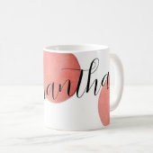 名前モダン大バラ金ゴールド水色水玉模様 コーヒーマグカップ (正面右)