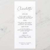 名前モダン座席表結婚のディナーカード メニュー (正面)