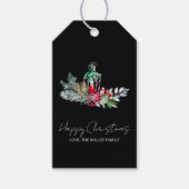 名前モダン水の色のスクリプトメリークリスマス ギフトタグ (正面)