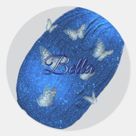 名前モダン王室の青（蝶あり） ラウンドシール