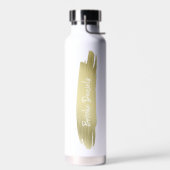 名前モダン白と金ゴールドエレガント ウォーターボトル (左面)