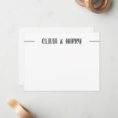 名前モダン白黒メモカード ノートカード (正面/裏面インサイチュ)