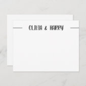 名前モダン白黒メモカード ノートカード (正面/裏面)