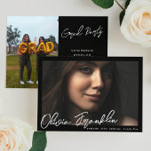 名前モダン編集可能な数々の写真卒業パーティー 招待状