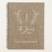 名前モノグラムのカスタムファミリーrustic 2026 プランナー手帳 (正面)