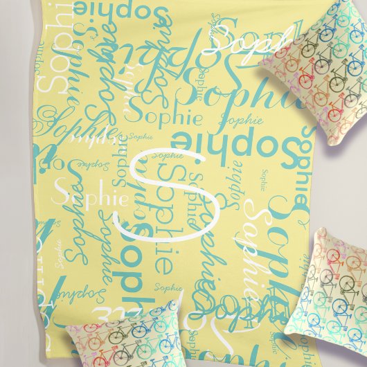 名前モノグラムのタイポグラフィパターン フリースブランケット