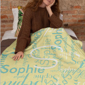 名前モノグラムのタイポグラフィパターン フリースブランケット