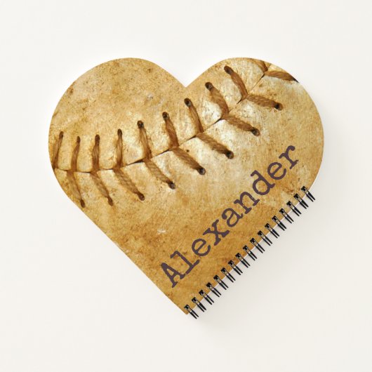 名前モノグラムのヴィンテージスポーツ野球 ノートブック (裏面)