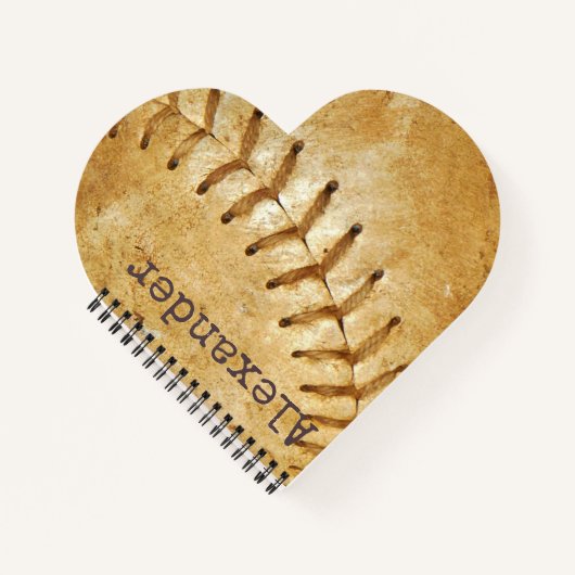 名前モノグラムのヴィンテージスポーツ野球 ノートブック (正面)