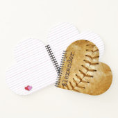 名前モノグラムのヴィンテージスポーツ野球 ノートブック (内部)