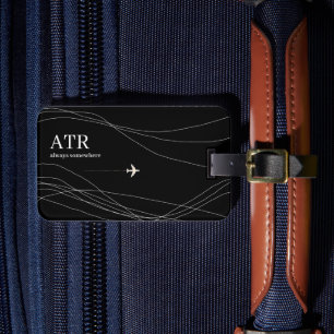 名前モノグラムの細い曲線（黒） ラゲッジタグ