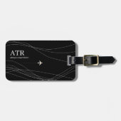 名前モノグラムの細い曲線（黒） ラゲッジタグ (正面横)