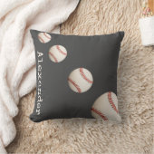 名前モノグラムの野球ブルースポーツバスルームこうもり クッション (ブランケット)