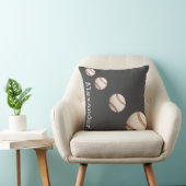 名前モノグラムの野球ブルースポーツバスルームこうもり クッション (椅子)