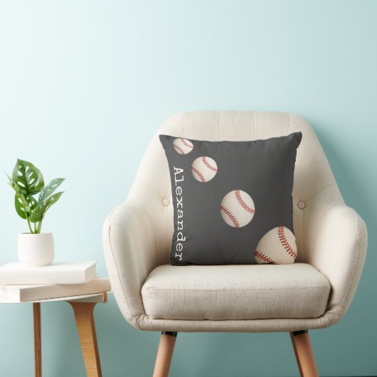 名前モノグラムの野球ブルースポーツバスルームこうもり クッション (椅子)