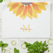 名前モノグラムひまわり キッチンタオル (折り畳み)